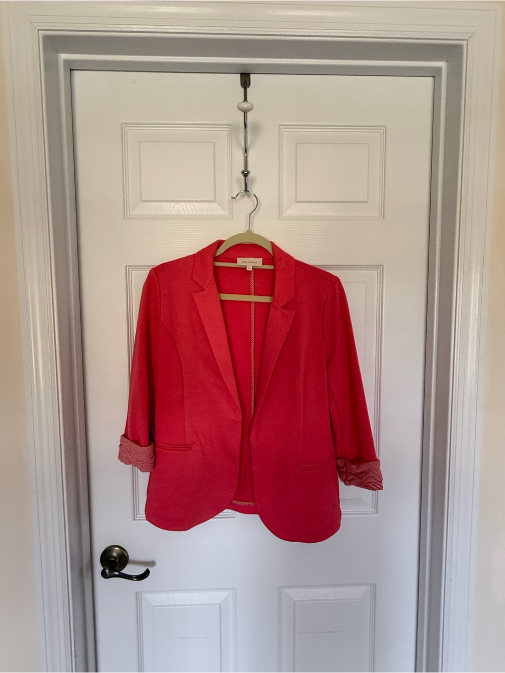 Skies Are Blue Coral Pink Open-Front Blazer Jacket
